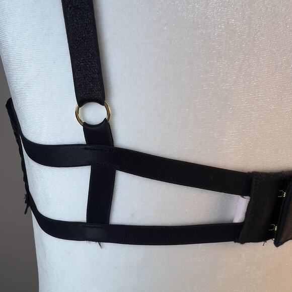 Victoria's Secret Very Sexy Demi Bra Black Satin Leaf Embroidered 36C NWT - Picture 6 of 6